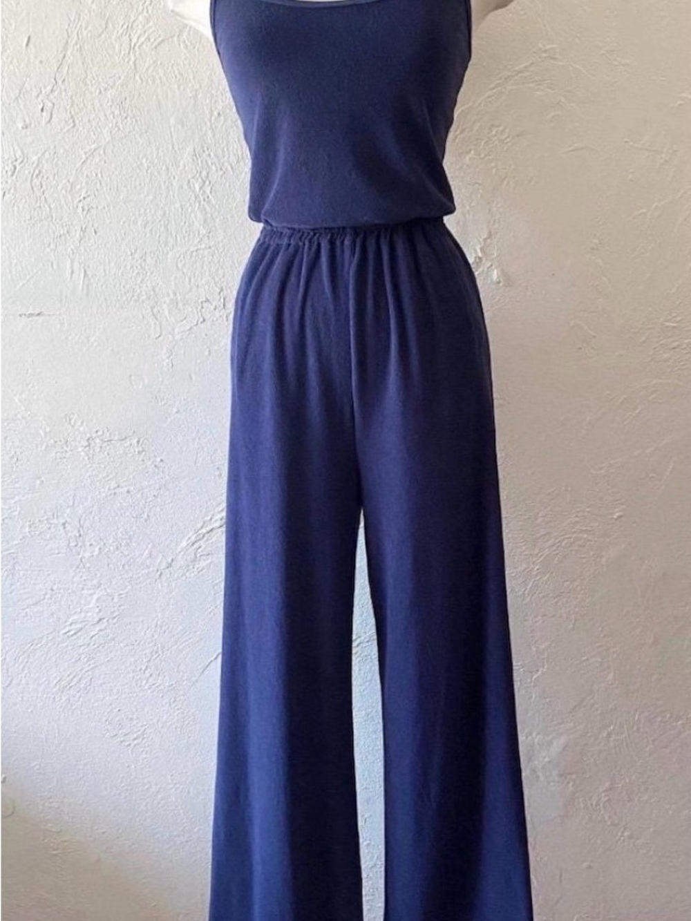 aerie OFFLINE Navy Wide-Leg Sleeveless Jumpsuit